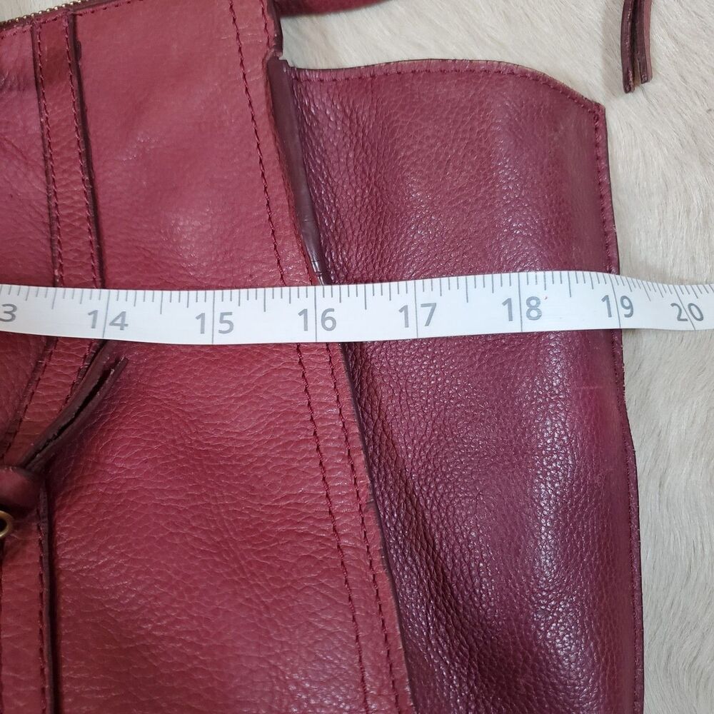 Zara Women's Large Genuine Leather Tote Bag Burgundy Gold Hardware Satchel - Picture 14 of 14
